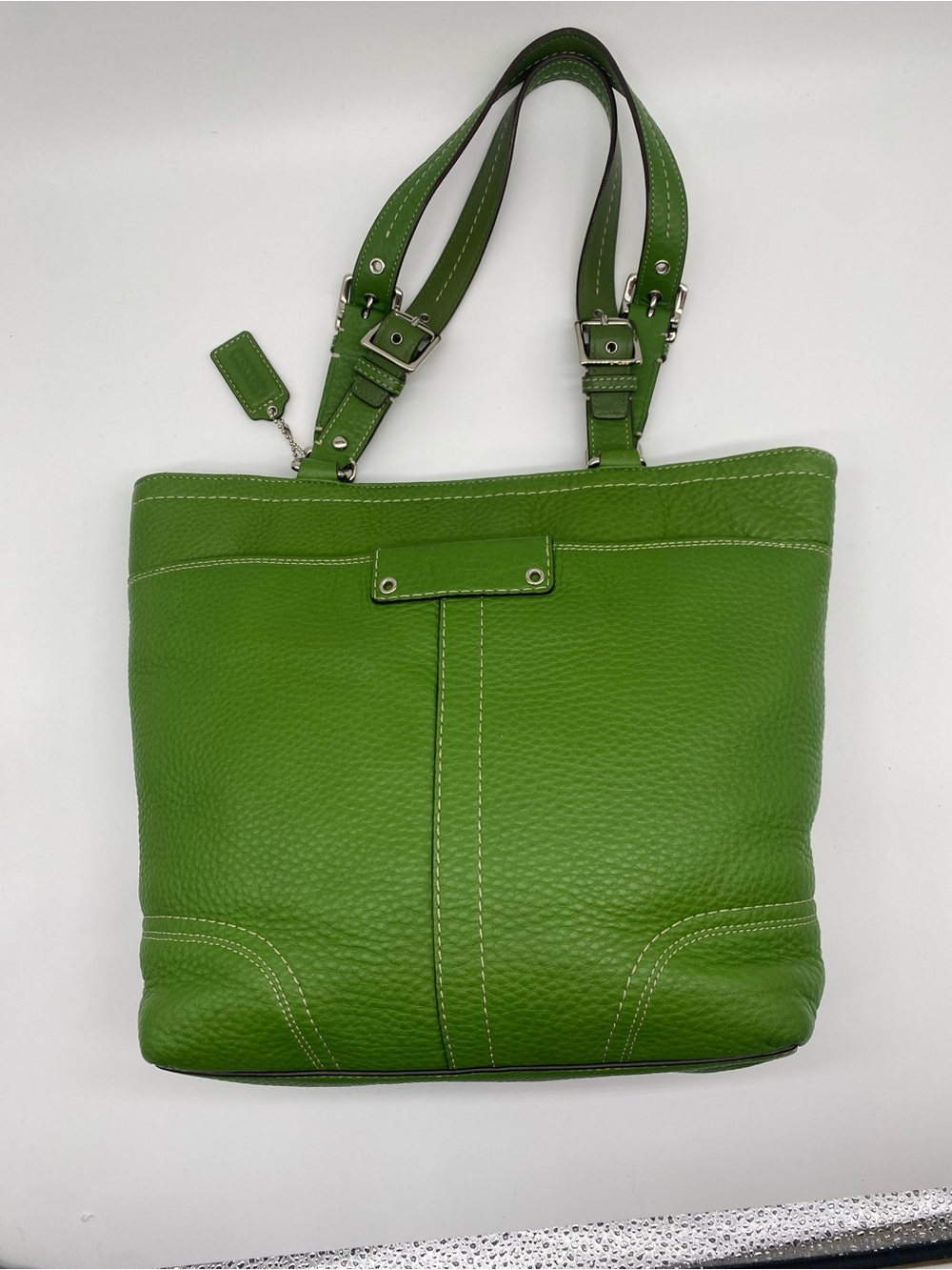 Coach Hamilton Tote in Green Pebbled Leather